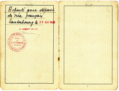 Passport with 'refoule' notice